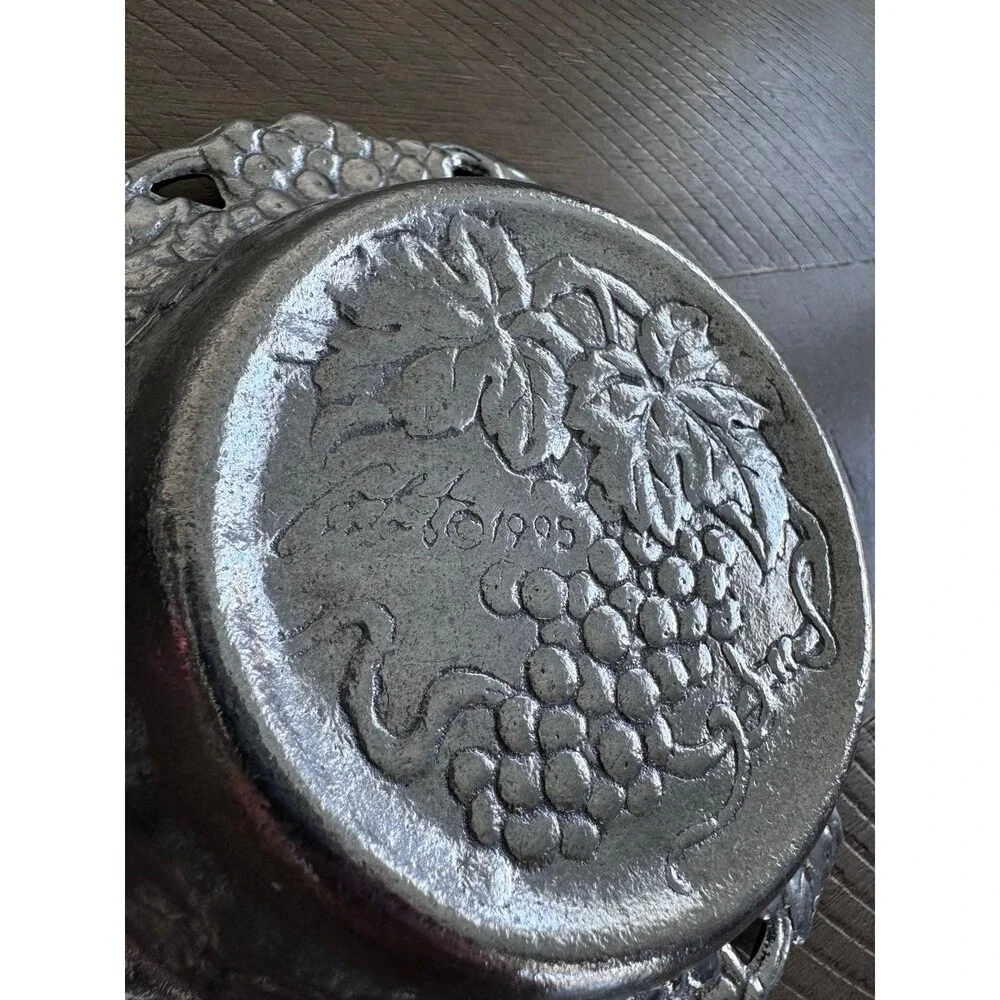 Vintage Arthur Court 1995 Grape Vine Aluminum Bowl Dish Vineyard Decor